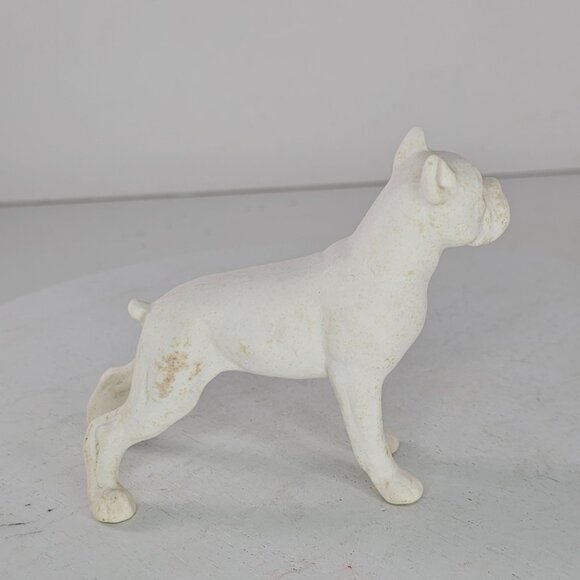 Vintage Goebel Bisque Boxer Dog Figurine Made West Germany White Dog - Picture 3 of 9